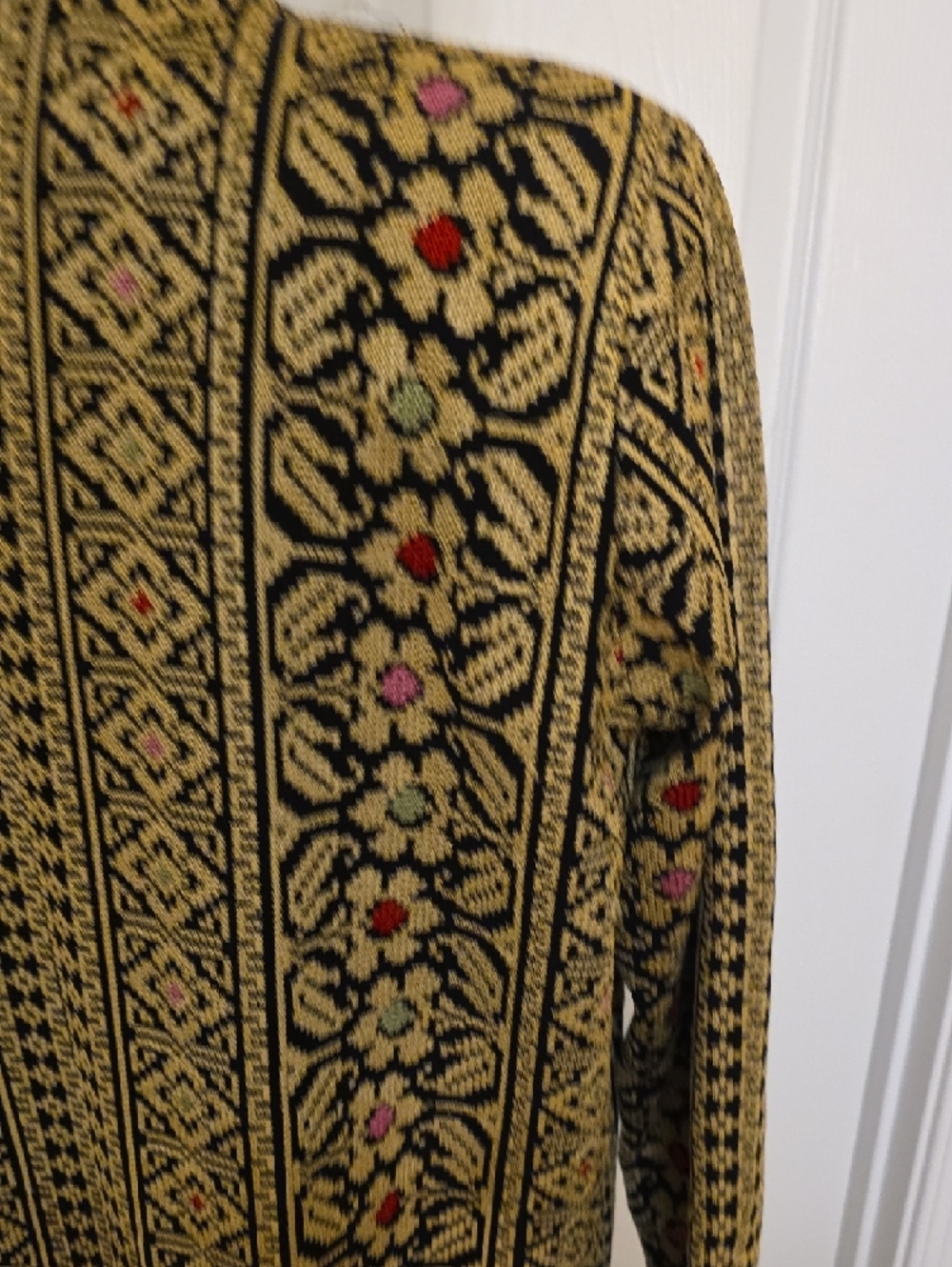 NEW Rare Dubai Jordan Tatreez Embroidered Long Open Front Duster Coat Abaya L - Picture 6 of 11